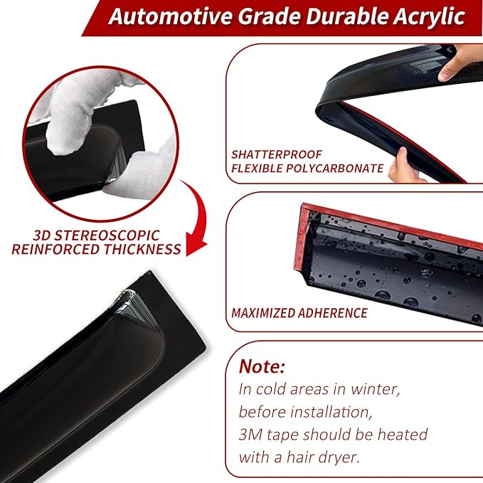 Window Visors Rain Guards for Chevy Equinox 2008-2009, Pontiac Torrent 2006-2009, Premium Acrylic, 4-Piece Set