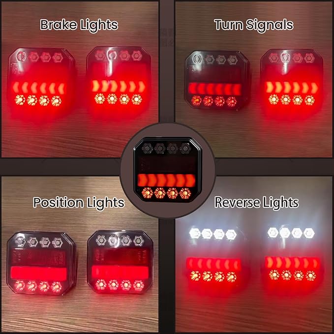 Magnetic Wireless Trailer Lights Kit, IP67 Waterproof Cordless LED Tow Lights w/ 2.4GHz Signal(100ft), 10H Battery - Easy Install for Truck, Trailer, RV, Boat, Camper