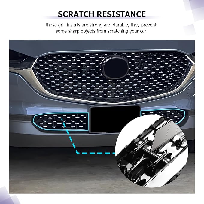 LUWU Front Grill Mesh Compatible With 2020-2025 2026 Mazda CX-30 Front Mesh Grill Inserts Trims Front Mesh Grille Cover Guard for 2025 2026 Mazda CX30 Car Exterior Accessories ABS Material, 2PCS