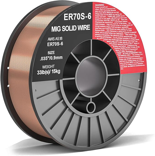 ER70S-6 .035-Inch on 33-Pound Spool Carbon Steel Mig Solid Strong ABS Plastic Spool Welding Wire (0.035-Inch 33 LB)