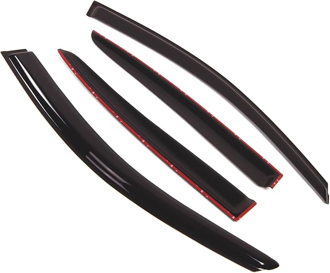 Tuningpros WD2-211 Dark Smoke 4 Pcs Set Window Visor (Outside Mount) Deflector Rain Guard Compatible with 2008-2012 Honda Accord Sedan