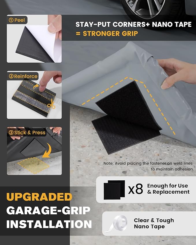 Garage Floor Mat, Containment Mats for Under Car with Raised Edge Waterproof, Non-Slip Heavy-Duty 1000D PVC for Floor Against Snow, Rain & Mud