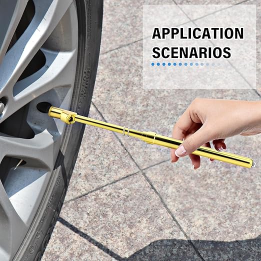 MEANLIN MEASURE 2PCS Gold Double Straight Type Tire Pressure Gauge, Dual Head Air Pressure Gauge, Pressure Range 10-150 Psi (Suitable for Trucks, etc.)