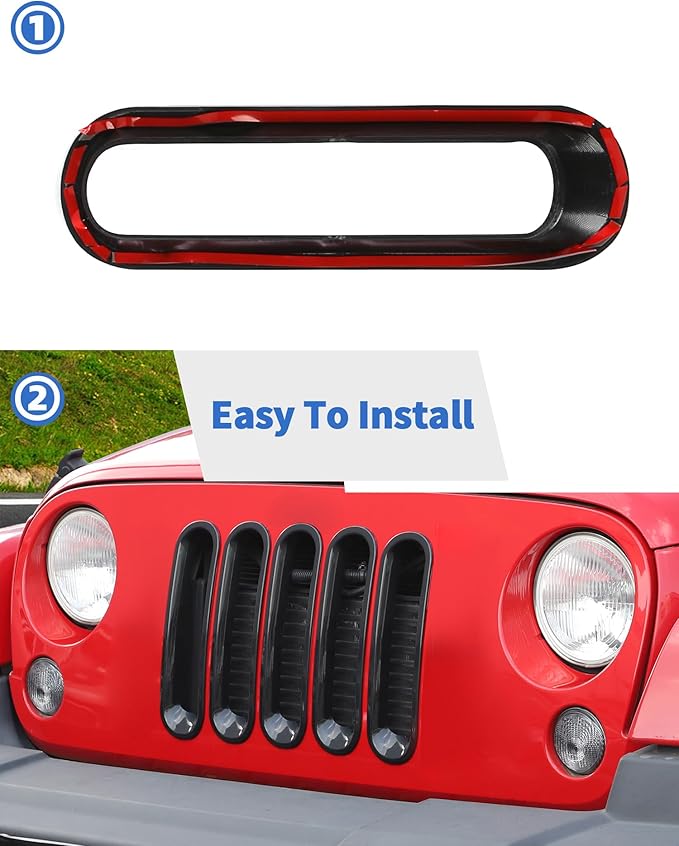 7Pcs Front Grille Inserts Guard for Jeep Wrangler JK 2007-2017 Black Front Mesh Grille Cover Guard Clip-in Trim Cover
