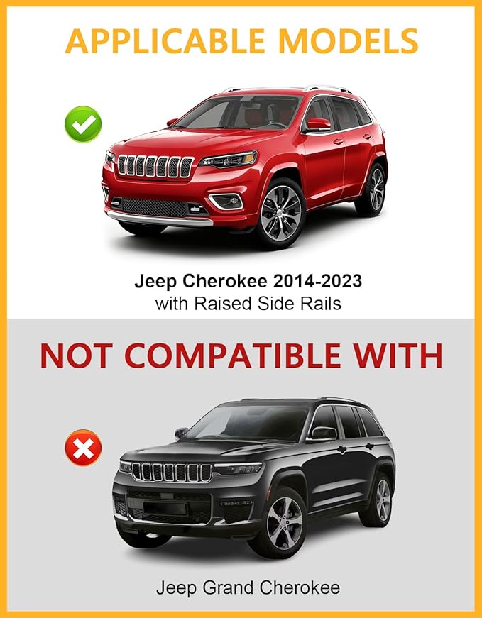 Tuyoung 300lbs Roof Rack Cross Bars Compatible with Jeep Cherokee 2014-2023, Lockable Heavy Duty Aluminum Anti-Theft Metal Lock Roof Rails Crossbars Rooftop Cargo Bars Luggage Racks