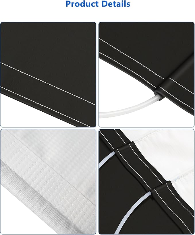 RV Awning Fabric Replacement, 18.5oz Heavy-Duty Weatherproof Vinyl Camper Awning Replacement Universal Outdoor Canopy for RV, Motorhome, Trailer Awnings (Black, 16'(Fabric 15'2"))