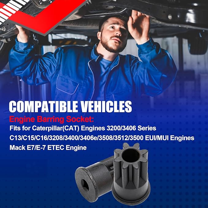 SMMS J-38587-A Engine Barring Socket Engine Turning Tool for Caterpillar CAT 3406E, Fits for EUI MUI & Mack Engines C9 C10 C12 C13 C15 C16 & E-7, E-7 ETEC OE: J38587A