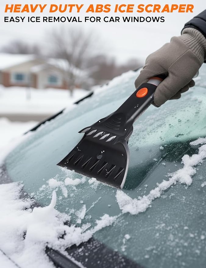 EcoNour 53″ 3 in 1 Extendable Snow Brush with Ice Scraper for Car Windshield | 360° Pivoting Long Snow Brush for SUV, Truck, and Car | Winter Car Accessories