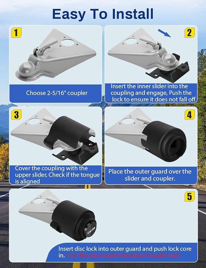 Trailer Lock Fits 2 5/16 Inch Couplers, Heavy Duty Trailer Coupler Lock, Trailer Anti Theft, Upgrade Steel Anti-Theft Structural, Trailer Hitch Locks 2 5/16 for Travel Trailers, Boats, Trucks, RV