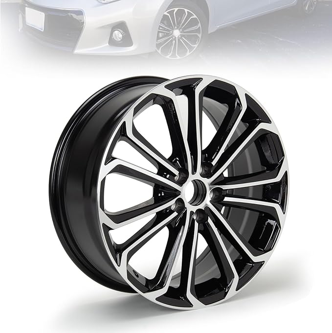 New 17'' x 7'' Aluminum Alloy Replacement for OE Wheel Rim Compatible with Toyota Corolla 2014-2016, 75152B Machined Black