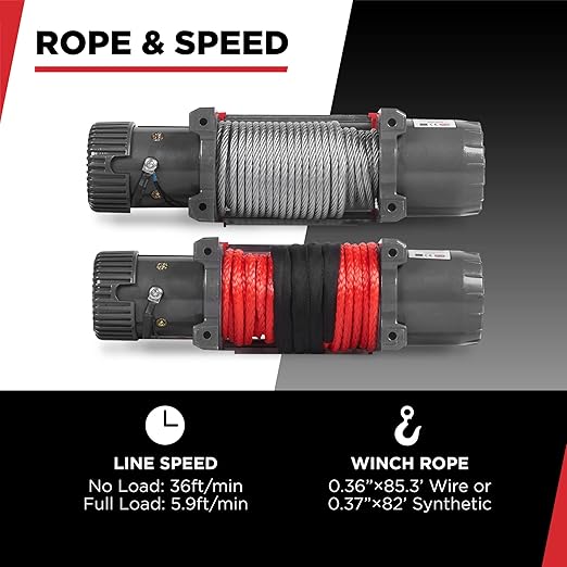 Warrior Winches Samurai 10000 lbs 12V Electric Winch with Steel Cable - Powerful Electric Winch for Trucks - 10000 lbs Load Capacity - Wireless Remote Included