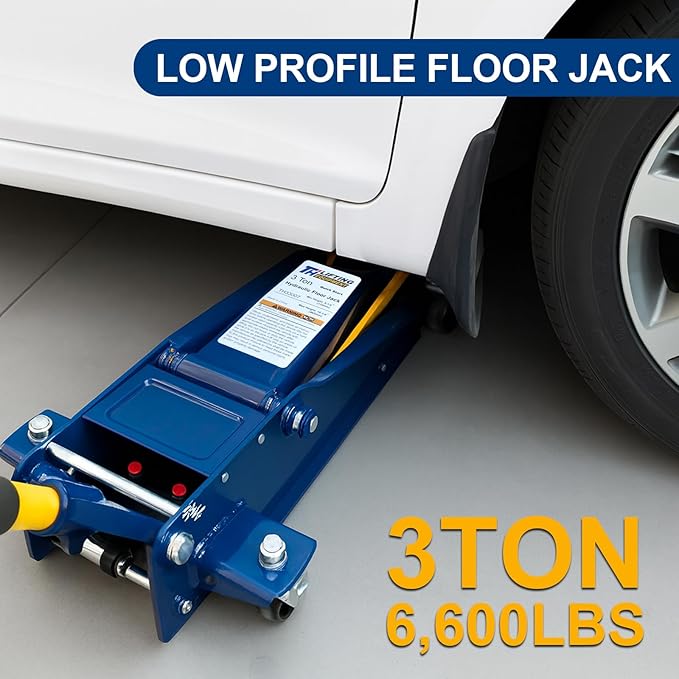 3 Ton Heavy Duty Hydraulic Floor Jack for Car (6600 lbs) with Single Piston Pump, Quick Lift, Lifting Range 5-1/4"to 18-1/4"