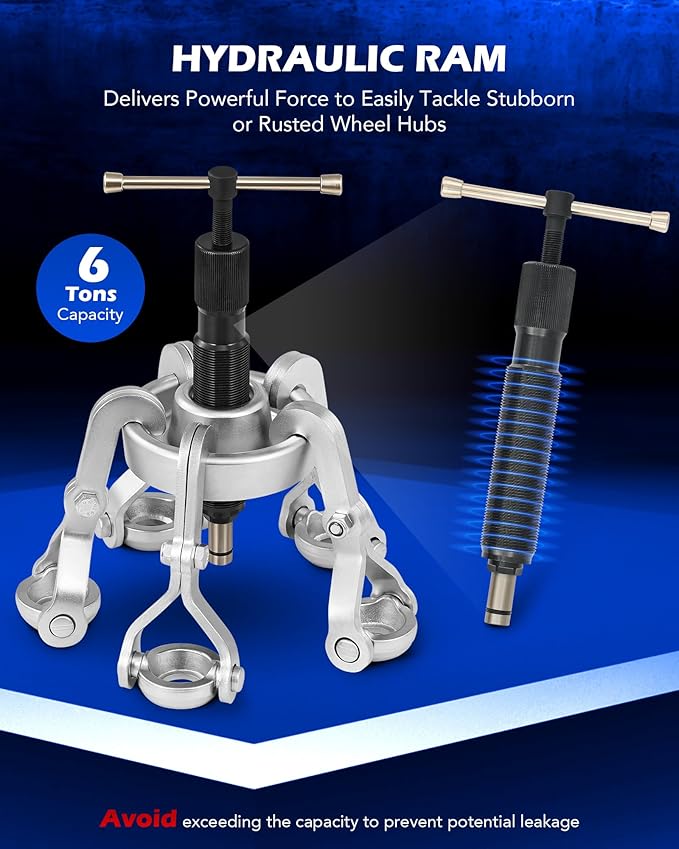 Orion Motor Tech Heavy Duty Hub Puller Kit, Wheel Hub Removal Tool with Adjustable Hooks, Large Brake Drum Puller with Hydraulic Ram, Mechanical Hub Puller Tool Set for Cars Trucks Large Vehicles