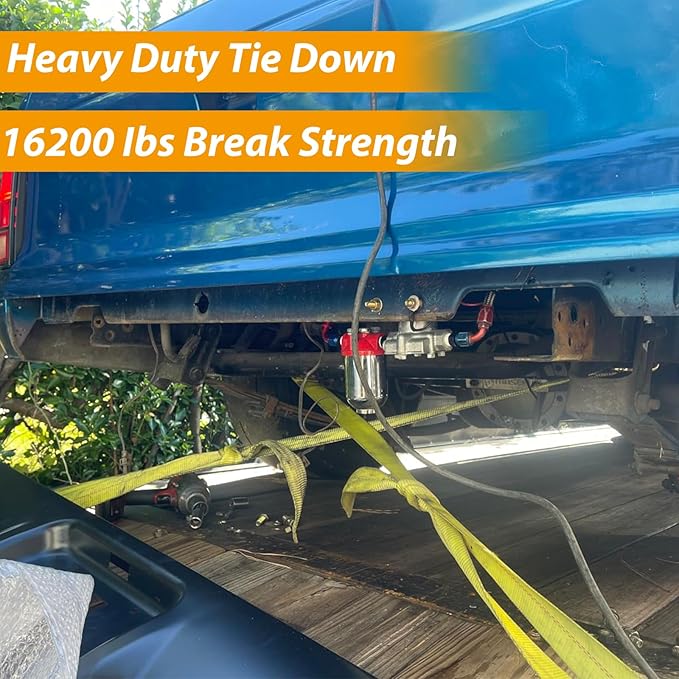 4 Pack 4" x 30' Winch Straps with Flat Hook, 16,200lbs Break Strength, 5400 lbs Working Load Limit Heavy Duty Tie Down Flatbed Straps Cargo Control for Flatbed Truck, Trailer, Yellow