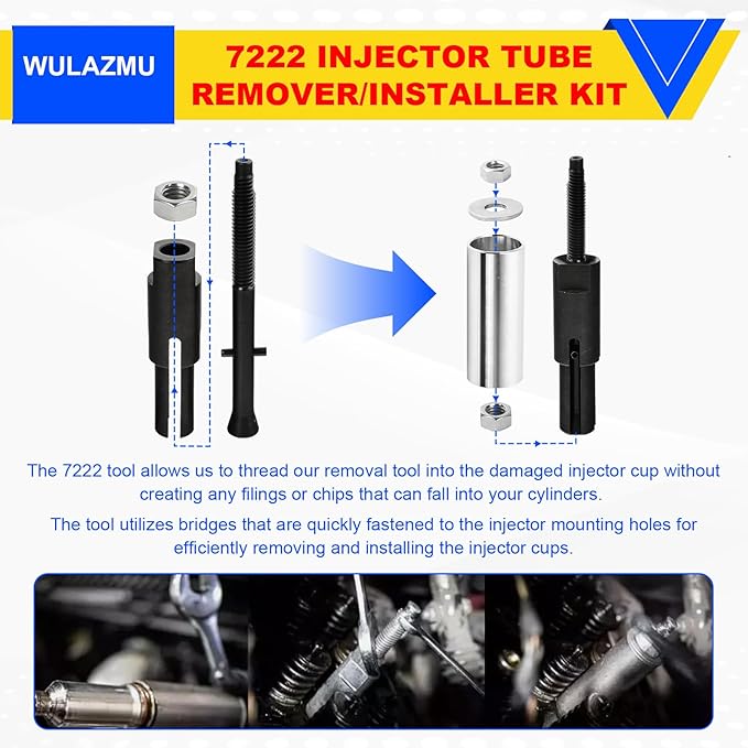 6778&6779 Injector Puller, 7222 Injector Tube Remover Installer Tools Kit for GM 6.6L 2001-2011 Duramax Diesel, Replaces J-44639, J-46594, J-45910
