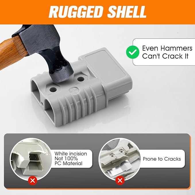 4 Pcs 1/0 Gauge 175 Amp Battery Quick Connect/Disconnect with Handle, Jumper Cable Plug Connector Kit for Recovery Winch, Towing Systems(Grey)