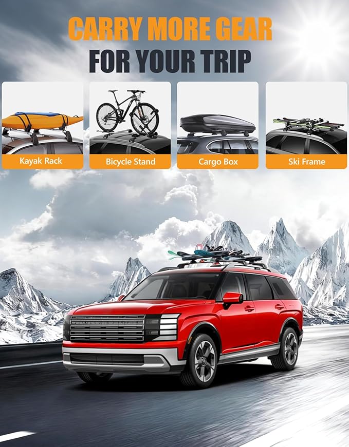 KINGGERI 330lbs All Aluminum Roof Rack Cross Bars Compatible with Hyundai Palisade 2026 with Raised Side Rails, Lockable Roof Rails Crossbar Rooftop Luggage Carrier