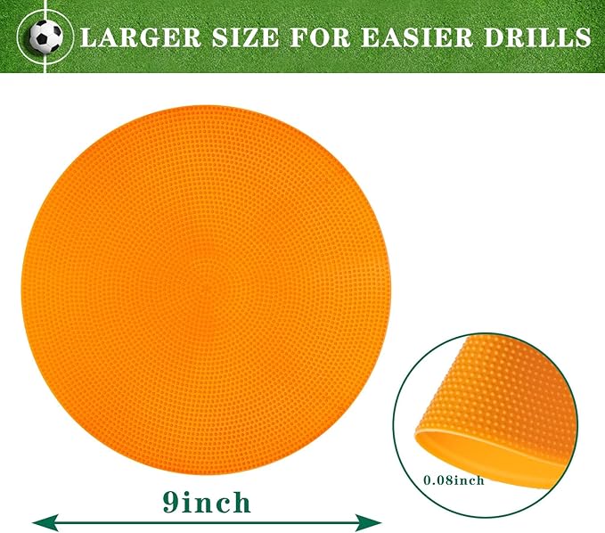Spot Markers Rubber Floor Dots 9inch Non Slip Agility Dots Flat Cones for Kids Sports Soccer Basketball Training, Social Distancing, Preschool Kindergarten Classroom