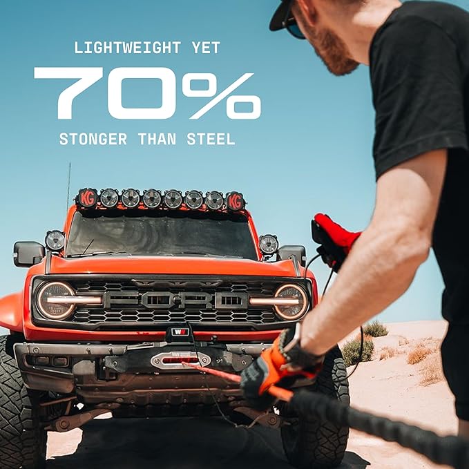 Synthetic Winch Extension Rope, 5/16" x 50' Heavy Duty Winch Cable, 7900KG Load – Ultimate Winch Rope Kit, for Car, Truck