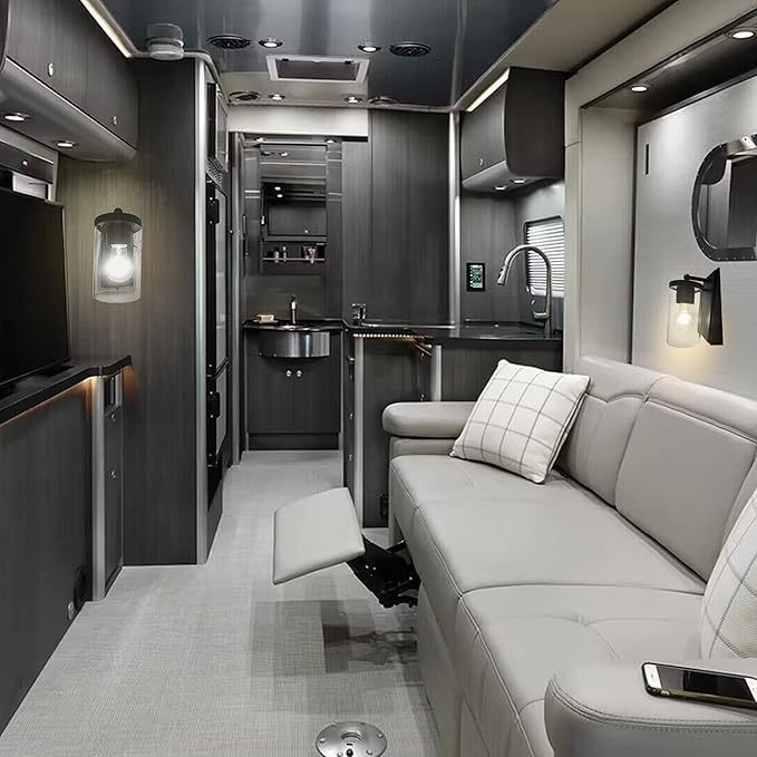 12V LED RV Wall Sconce with Switch, 1XE26 LED Bulb Included, 12Volts DC RV Interior Light Fixture with Clear Glass Shade, use for RV Trailer Motorhome Caravan Boat