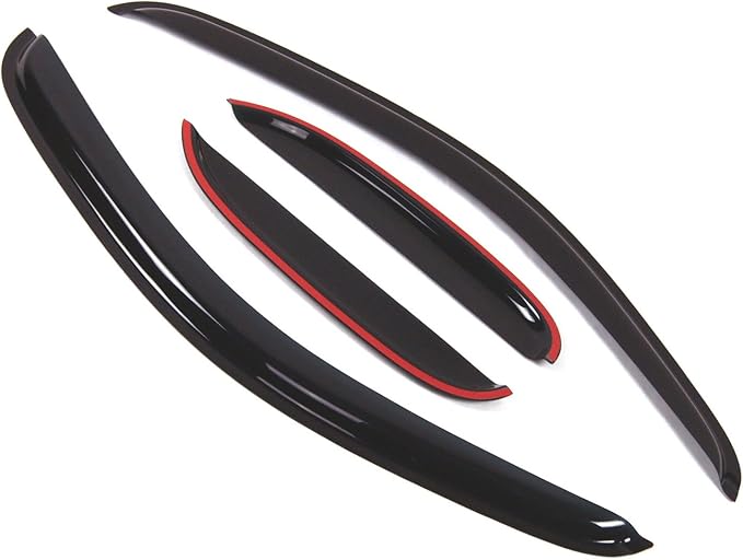 Tuningpros Window Visor Compatible with 2007-2013 Chevy Silverado EXT Cab, DGWV2-050 Outside Mount Deflector Rain Guard Dark Smoke, 4 Pcs Set