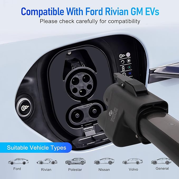 NACS to CCS1 Charging Adapter for Tesla Supercharger, Fast Charging Adapter, MAX 500A,1000V，Compatible with Ford, Rivian, GM, Volvo，Polestar EVs (NACS to CCS1(Tesla to CCS1))