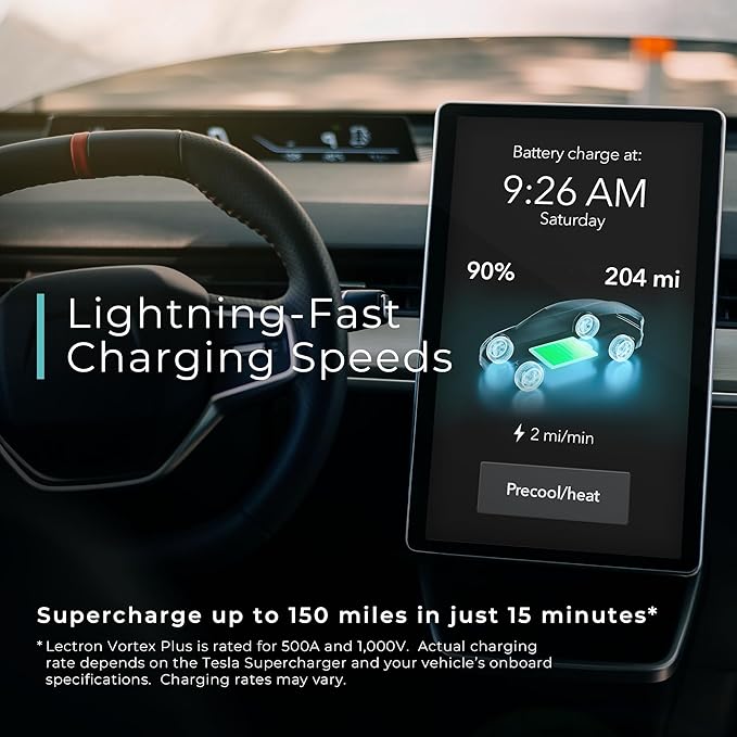 Lectron NACS to CCS Electric Vehicle Adapter with Interlock - (500A/1,000V) - Compatible with Tesla Superchargers - CCS1 EV Fast Charging with Vortex Plus [Check Automaker for Compatibility] - UL 2252