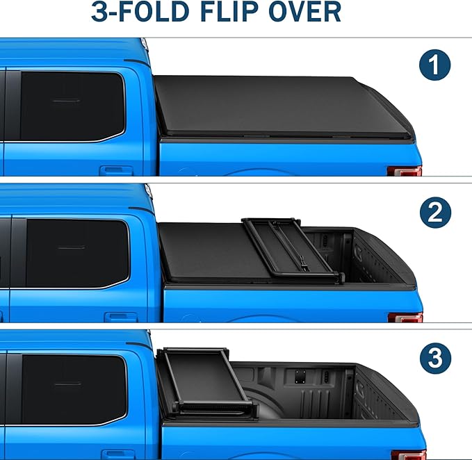 Soft Tri-Fold Truck Bed Tonneau Cover Compatible with 2022-2023 Toyota Tundra 6.5FT Bed