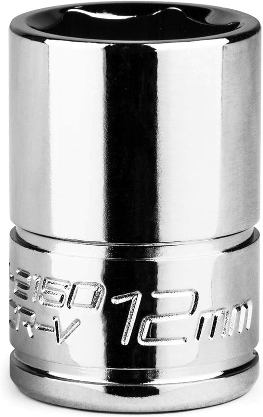 Capri Tools 12 mm Shallow Socket, 1/4-Inch Drive, 6-Point, Metric