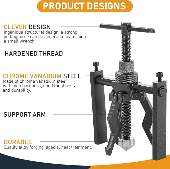 ATPEAM 3 Jaw Inner Bearing Puller - Heavy Duty Pilot Bearing and Bushing Removal Tool for Cars and SUVs