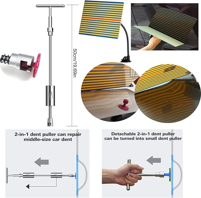 Super PDR Car Dent Puller Kit, 169PCS Paintless Dent Removal Kit, Hail Dent Repair Kit Can Removal 99% of Car Dents in 30 Minutes for Repairing Big Dents, Small Dents, Dings and Hail Damage