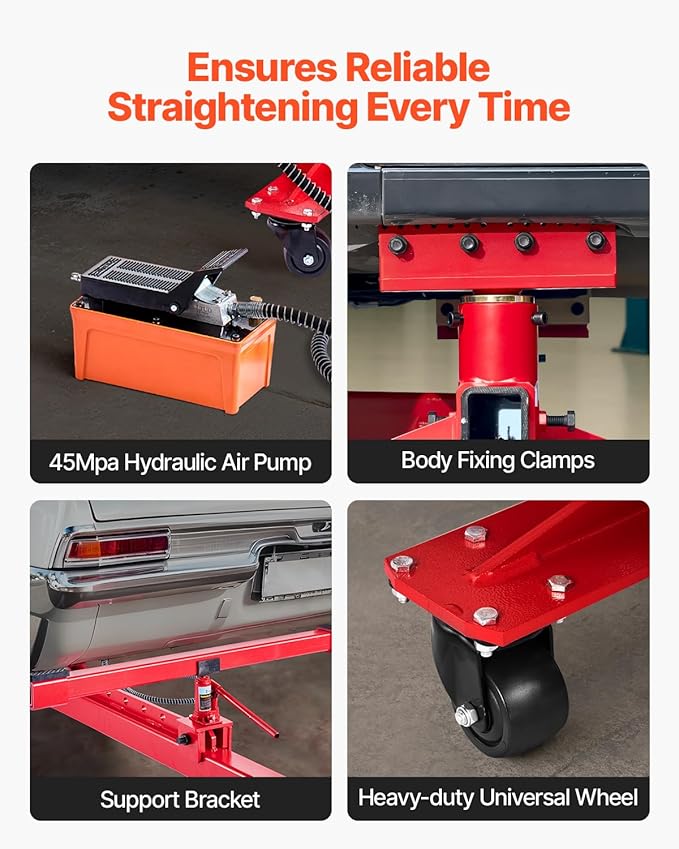 VEVOR Auto Body Frame Puller Straightener, 6T Tension Car Body Repair Equipment with 3T Airbag Jack & 6000PSI Hydraulic Foot Pump, Include 16 Straightening Tools, for Auto Repair Shop Sedan SUV Pickup