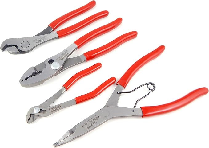 Wilde 4pc Automotive Plier Set with Lock Ring, Ignition, Battery Terminal, Slip Joint Pliers Made in USA