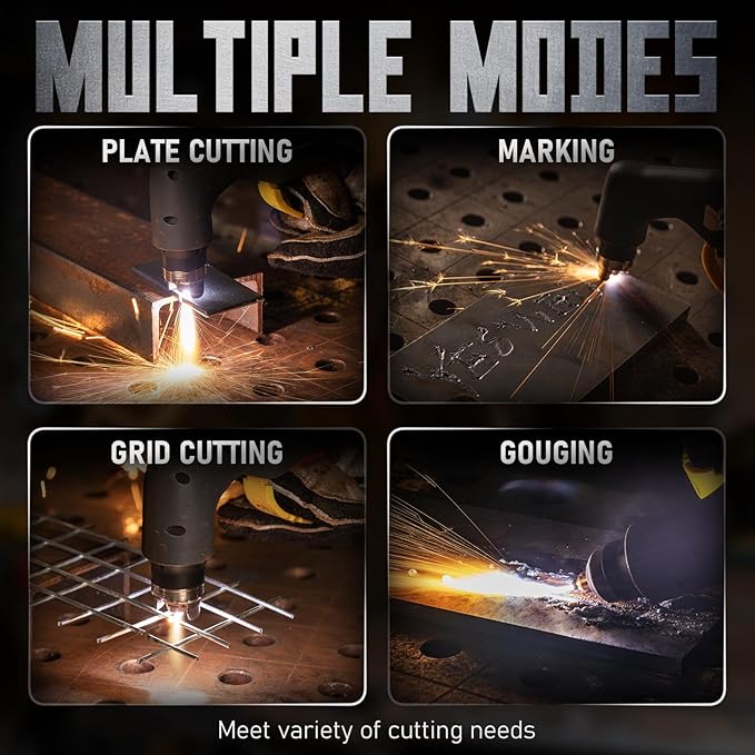 YESWELDER CUT-65DS PLUS Plasma Cutter, 65Amp 110V/220V Non-High Frequency Non-Touch Pilot Arc 4-In-1 Plate Cutting/Grid Cutting/Gouging/Marking Multifunctional Plasma Cutting Machine