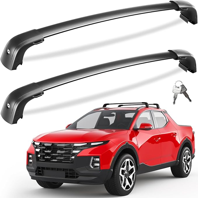 Tuyoung Roof Rack Cross Bars Compatible with Hyundai Santa Cruz 2021-2026 SE SEL Premium Night Limited, 220lbs Lockable Heavy Duty Anti-Theft Aluminum Roof Rails Crossbars Cargo Carrier Bag Black Bike