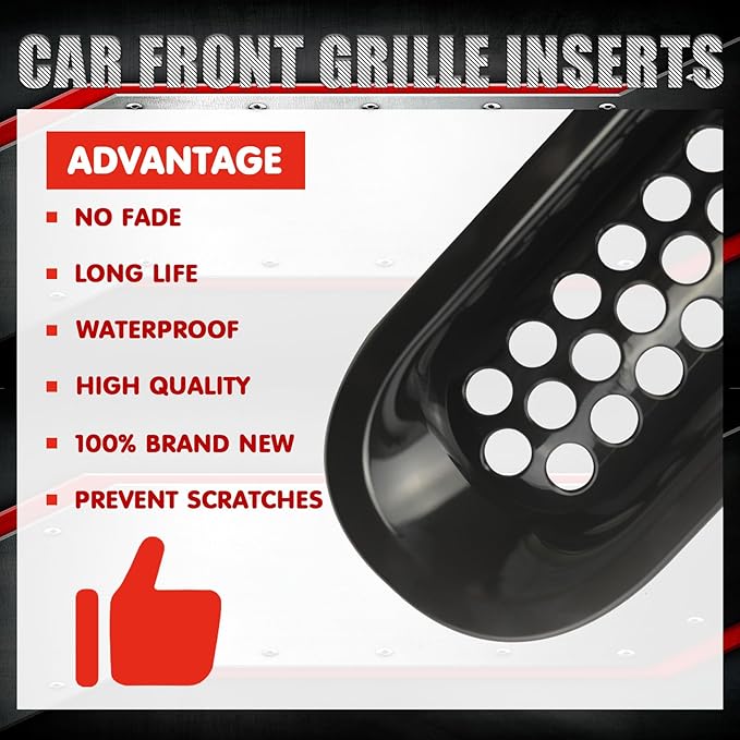 Front Grill Mesh Insert Grille Guard Gloss Black Fits for Jeep Wrangler JK JKU Sport Freedom Unlimited Sahara Rubicon 2007-2017 Front Insert Grille Clip-In