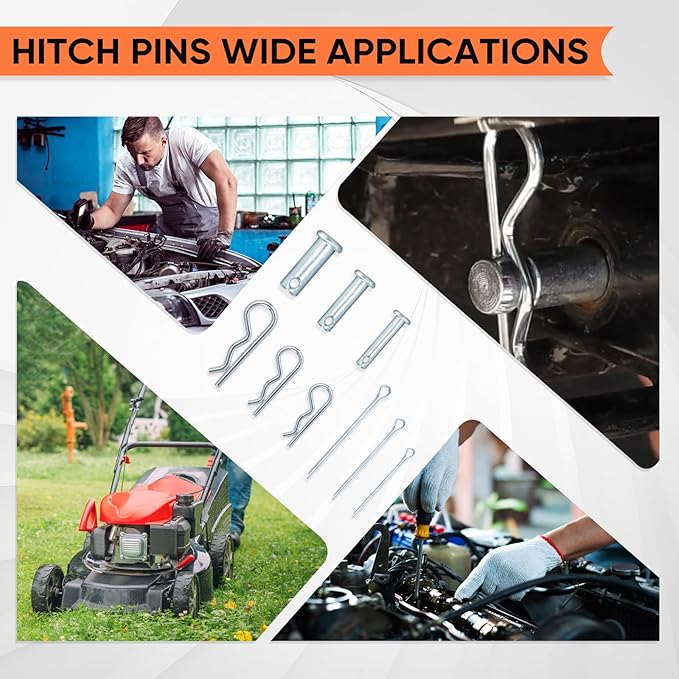 132Pcs Hitch Pin,15 Sizes Hardware Cotter Pins Clip Assortment Kit - 304 Stainless Steel R Hairpin Cotter Fastener Clip Suitable for Truck and Engine Maintenance, Hanging Needle Lock System