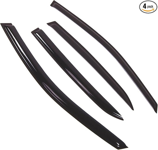 TuningPros Outside Mount Window Vent Visors Rain Guards Compatible with Volkswagen Jetta Sedan 2006-2010 | Side Window Wind Deflectors Rain Shields | Smoke Tinted, 4 Pcs Set, DGWV-510