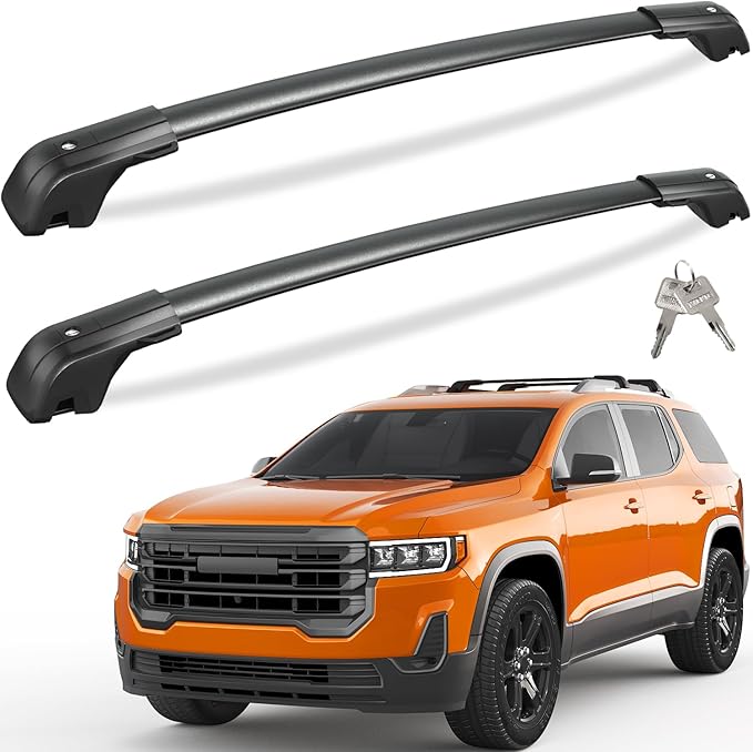 Tuyoung 330lbs All Aluminum Cross Bars Roof Racks Compatible with GMC Acadia 2017 2018 2019 2020 2021 2022 2023, Lockable Roof Rails Crossbars Luggage Kayak Cargo Carrier Rooftop SUV Accessories