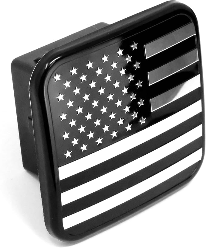 eVerHITCH USA Metal Flag Hitch Cover (Fits 2" Receivers, Black Chrome)