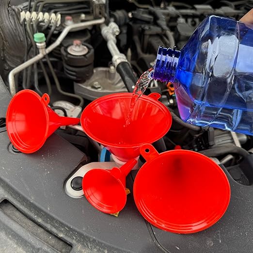 5-Piece Automotive Oil Funnel Set with Flexible Neck, Filter Screen, Wide Mouth for Gas, Oil, Coolant, Engine Oil