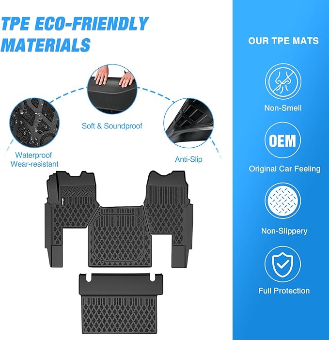 Nilight TPE Floor Mats for Mack Anthem 2018 2019 2020 2021 2022 2023 2024 2025 All Weather Custom Fit Heavy Duty Floor Liners