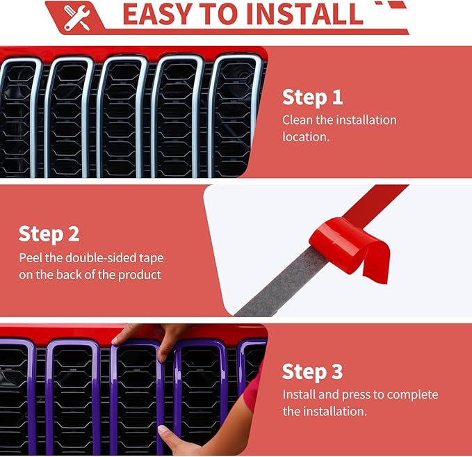 Front Grill Inserts Front Headlight Cover Kit fit for Jeep Wrangler JL JLU Gladiator JT 2024+ Exterior Accessories,Purple