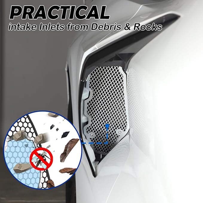 for Corvette C8 Side Intake Mesh Grilles Insert Set,Stainless Driver and Right Passenger Side Radiator Air Intake Vent Guards for Corvette C8 Stingray Z51 2020-2025 Accessories (Silver)