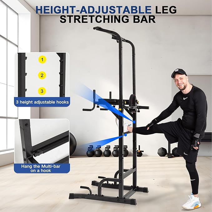 BARWING Power Tower Pull Up Bar Station Adjustable Height Dip Bar Station for Home Gym Strength Training Workout Equipment 550LBS
