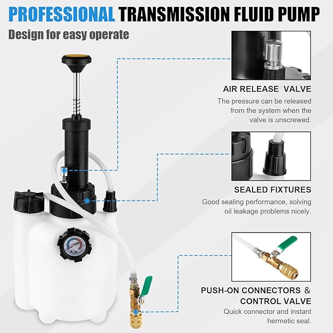 BetyBedy 3L Transmission Fluid Pump Kit, Fluid Transfer Pump with 13PCS ATF Adapters, Manual Transmission Oil Pump for Automotive Oil Filling System, Manual ATF Fluid Transfer Pump for Oil