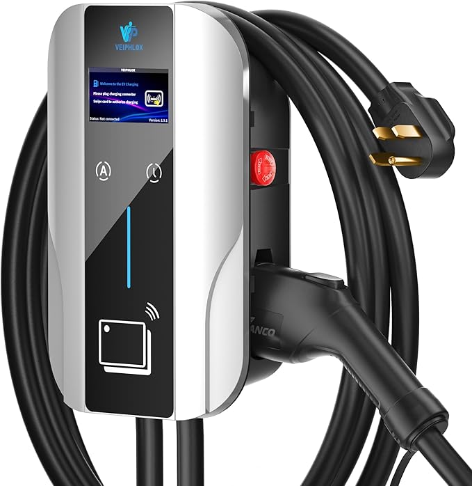 Level 2 EV Charger J1772 Fast Charging,EV Chargers for Home 40 Amp-Smart Display,Electric Car Charger 240V,Electric Vehicle Charging Stations Outdoor/Indoor,Charge Point NEMA 14-50 Home Flex, 25ft