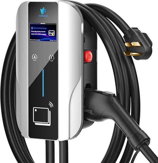 Level 2 EV Charger J1772 Fast Charging,EV Chargers for Home 40 Amp-Smart Display,Electric Car Charger 240V,Electric Vehicle Charging Stations Outdoor/Indoor,Charge Point NEMA 14-50 Home Flex, 25ft