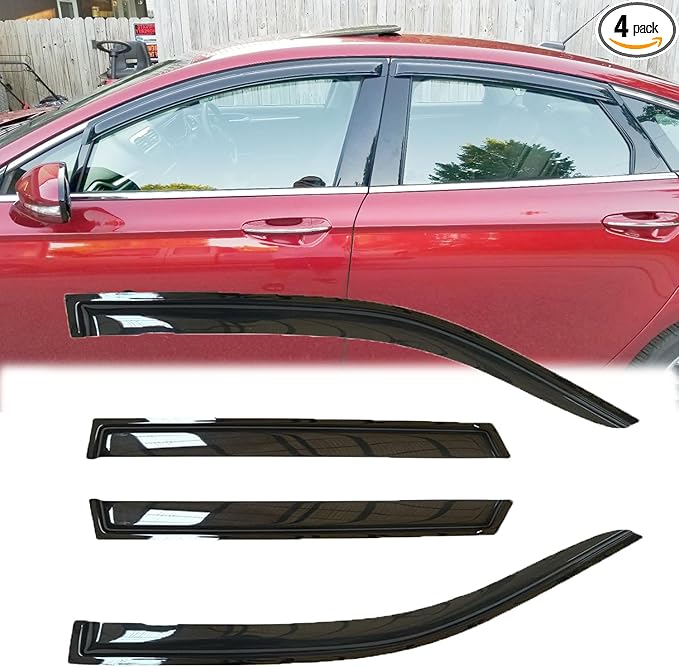 Rainproof Side Window Wind Deflectors for Ford Fusion 2013-2020, Tape-on Sun Rain Guard Sets,Nice Looking Window Visors for Cars,Vent Deflector for 13-20 Ford Fusion 94714