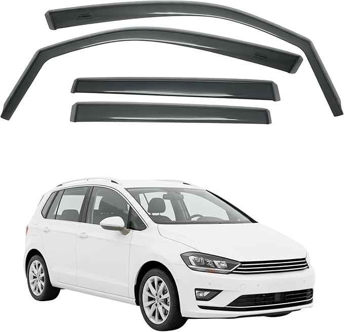 in-Channel Car Window Rain Guard Compatible with VW Golf Sportsvan fit:2015-on 4pcs, Taiwan Made Precise & Transparent Car Wind Deflectors No Water Leakage Visors